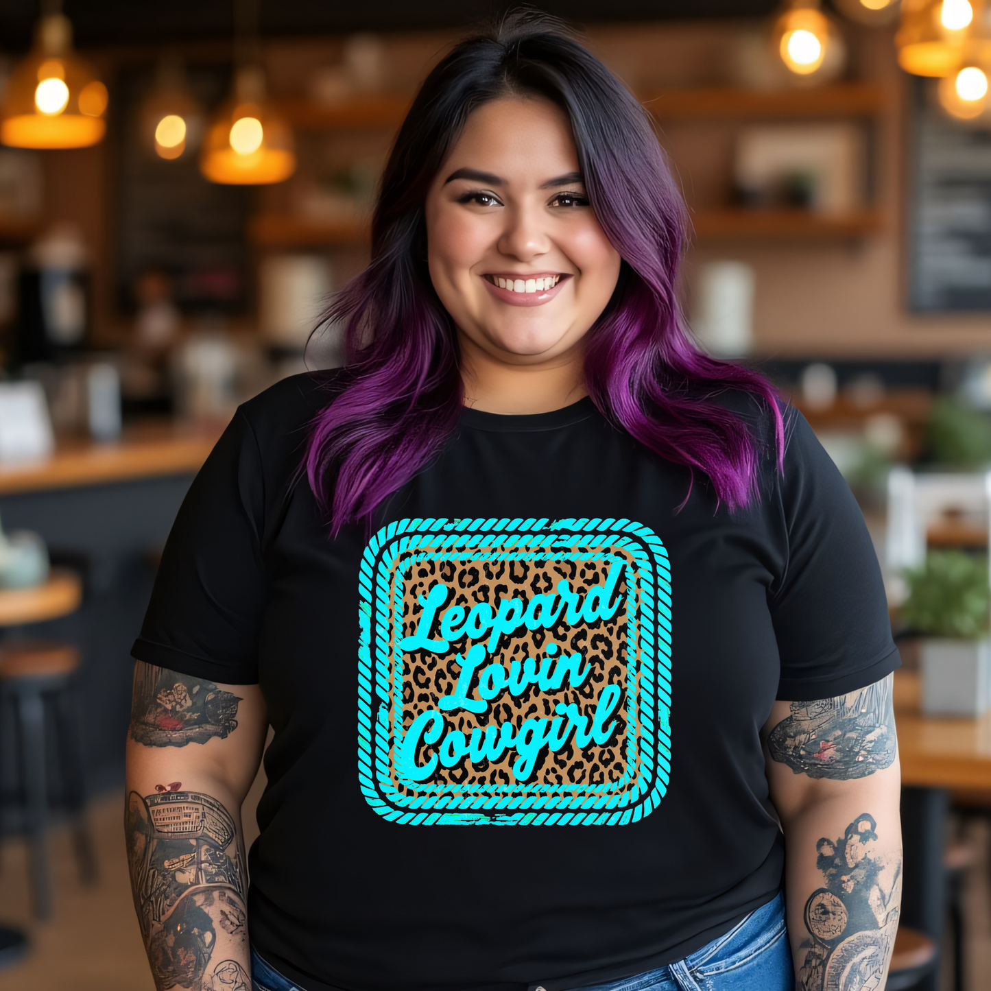 Leopard loving cowgirl Tee
